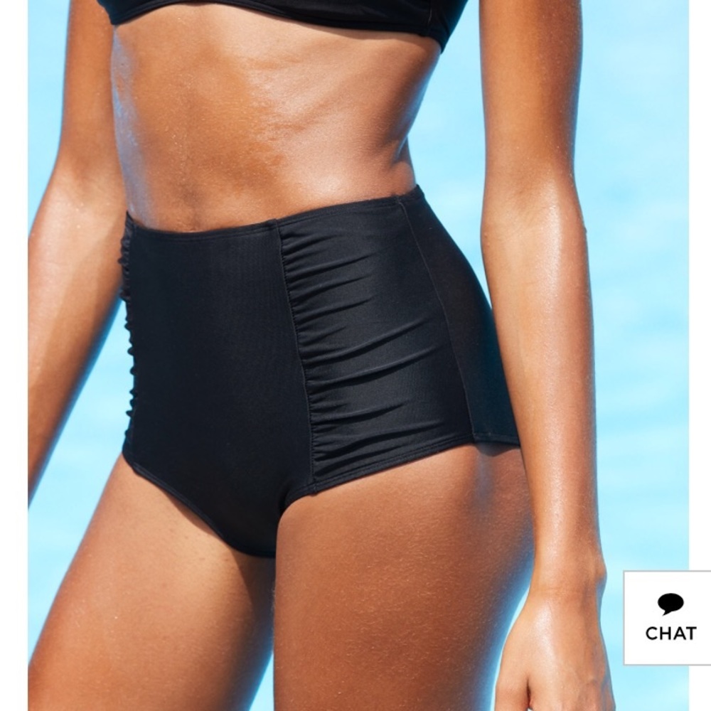 aerie sz medium high waisted black bikini bottoms